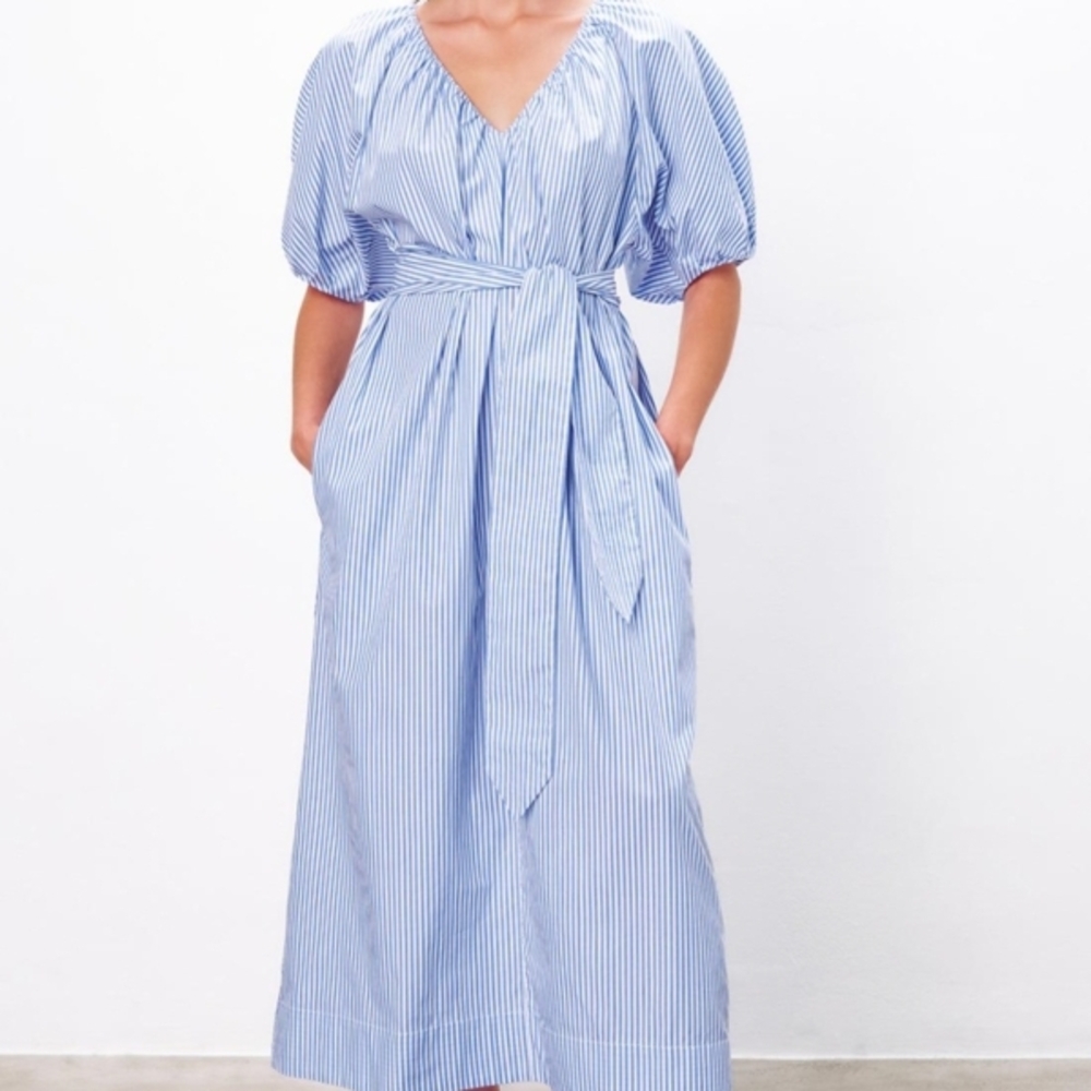 Mara Hoffman Blue Striped Midi Dress